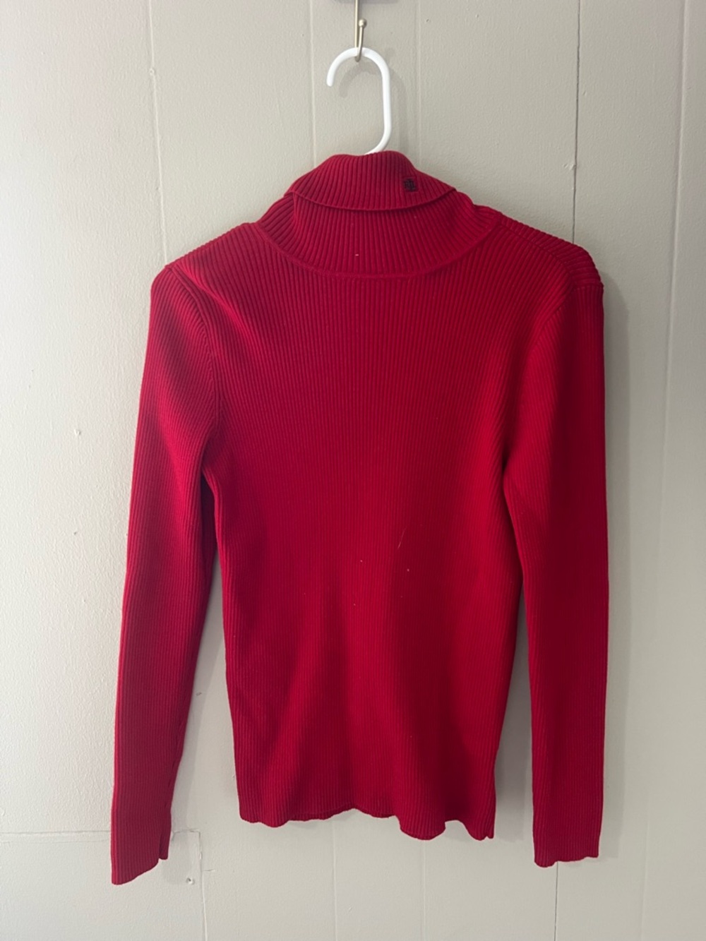 Lauren Ralph Lauren Red Ribbed Turtleneck Sweater